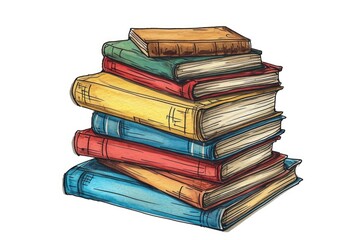 Aufkleber - A stack of books sitting on top of each other. Ideal for educational and literary concepts