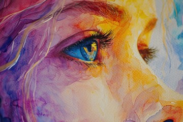 Poster - A detailed close-up painting capturing the beauty and intricacy of a woman's eye. Perfect for adding a touch of elegance and sophistication to any artistic project