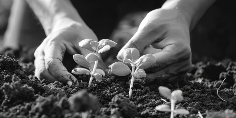 Poster - A pair of hands holding plants. Perfect for showcasing the beauty of nature and gardening