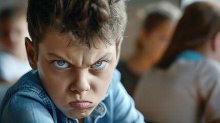 Aufkleber - A young boy looking directly at the camera. Can be used for various purposes