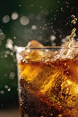 Aufkleber - A detailed view of a glass filled with refreshing soda. Perfect for beverage-related projects and advertisements