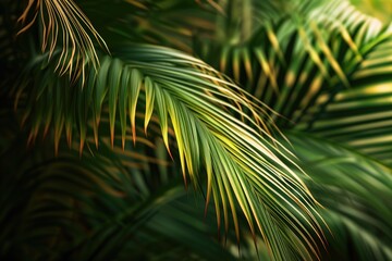 Poster - A close-up view of a bunch of palm leaves. Perfect for tropical or nature-themed projects