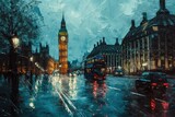 Fototapeta Big Ben - A painting of Big Ben and the Houses of Parliament. Can be used as a decorative piece or for educational purposes