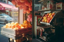 In A Open Market Fresh Fruit Like Orange And Lemon Like Healty Food. Magazine Photo.