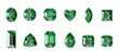 © sarawut795 - 3D rendering emerald diamonds multiple type isolated background in top view