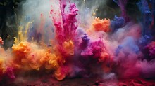Splashes Of Paint For Holi In Nature