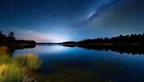 Fototapeta Na sufit - calm lake scape at summer night