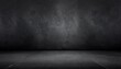 black dark and gray abstract cement wall and studio room interior texture for display products wall background