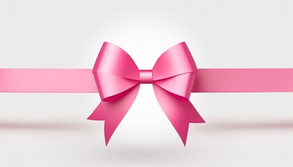 Wall Mural - pink ribbon with bow isolated on background