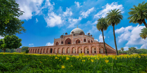 Wall Mural - Panoramic view of the Humayun's tomb, located in New Delhi, India