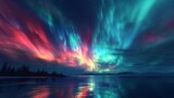 Captivating Aurora Borealis Northern Lights Illuminating Beautiful Landscape Generative AI