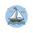 Sleek Sailboat in Windy Weather Icon