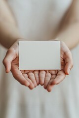 Poster - A person holding a blank business card in their hands, AI