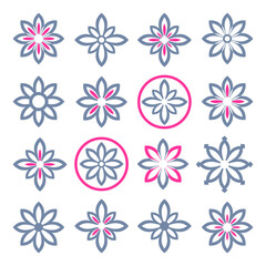 Wall Mural - Set of Abstract Flower Icons. Radial Design Elements.