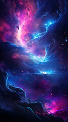 nebula, dark black background, space, blue and purple