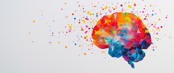 Aufkleber - the brain is represented by a colourful geometric pattern Generative AI