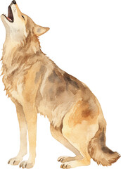 Aufkleber - Wolf howling watercolor created with Generative AI technology