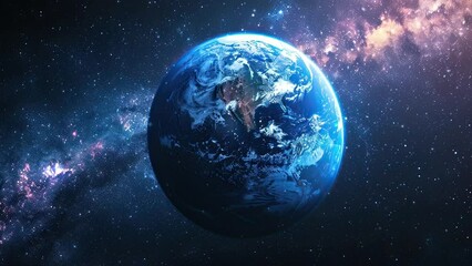 Wall Mural - detailed flight near an uncharted planet. outer space with blue planet. galaxy and nebula. we are fl