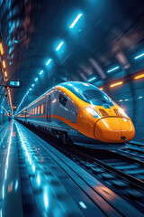 Wall Mural - high speed rail with motion blur