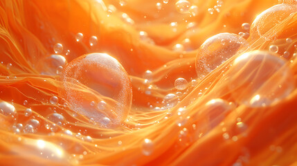 Wall Mural - background orange fluid and water drops