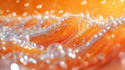 Wall Mural - background orange fluid and water drops