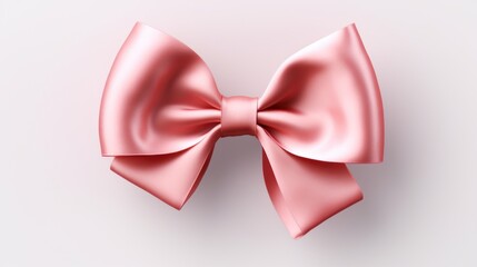 Poster -  a close up of a pink bow on a white background with a clipping path to the top of the bow.