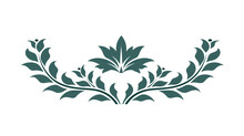 Symmetrical Green Ornamental Design With Floral Motifs.