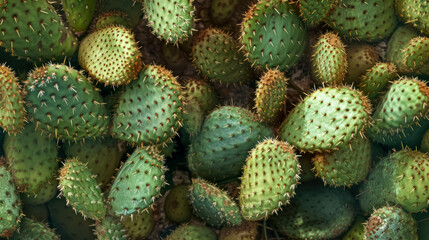 Wall Mural - Multiple Cactus Texture. A Cluster of Cacti Revealing Nature's Textured Patterns. Desert Flora