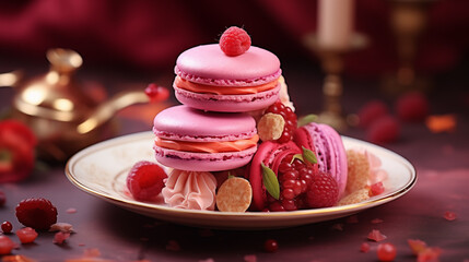 Sticker - macaroons on a wooden table