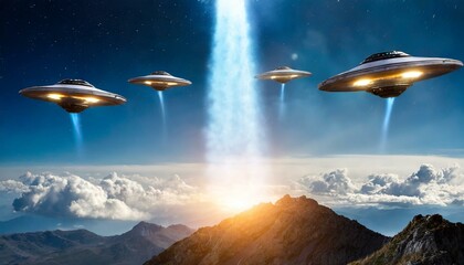 UFOs fling to a planet from outer space