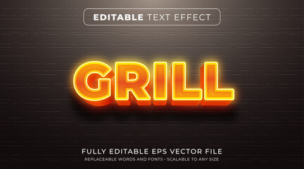 Wall Mural - editable text effect in glowing hot neon text style