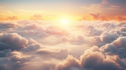 Wall Mural - the sun shines through the clouds as it rises above the clouds in the sky in this photo taken from a