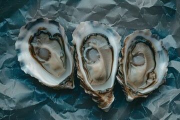  lots of oysters on a plate, in the style of nature-based patterns,