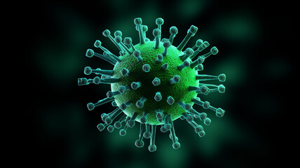 group of green virus cells, visualization of a viral infection, coronavirus covid-19 monkeypox backg