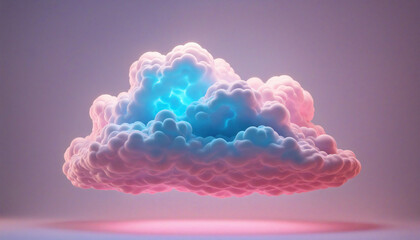 Wall Mural - Pink and Blue Neon Cloud on Abstract Background