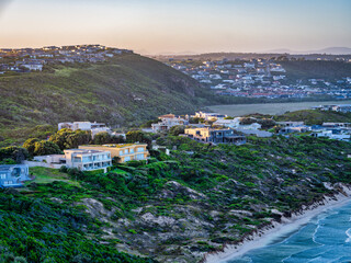 Poster - Houses on the mountain overlooking the atlantic ocean in Plettenberg Bay, Garden Route, Western Cape, South Africa