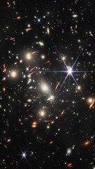 Wall Mural - deep space travel to far away galaxies. part of the first image from nasa's james webb space telesco