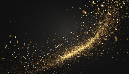 Wall Mural - shimmering particles and sparkles on dark background, glamorous black backdrop with glittering bokeh