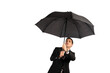 © alphaspirit - Businessman with umbrella. Concept of crisis. Isolated on white background