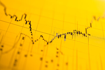 Poster - line chart of index for the past 10 years with a yellow background