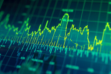 Poster - A line chart index for the past 10 years with a green background and a yellow line