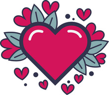 Unique Heart Shape, Fun Heart Icon, Cute Red Heart Flower