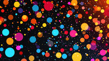 Abstract Simple Background With Beautiful Multi-colored Circles Or Balls In Flat Style Like Paint Bubbles