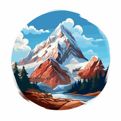 Mountain in cartoon, doodle style. Image for t shirt. Isolated 2d vector illustration in logo, icon, sketch style, Eps 10. AI Generative