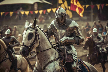 Wall Mural - medieval jousting tournament, where knights in shining armor battle for honor and glory