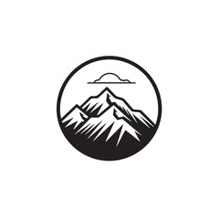 Mountain in cartoon, doodle style . Image for t shirt. Isolated 2d vector illustration in logo, icon, sketch style, Eps 10, black and white. AI Generative