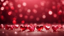 Light Red Bokeh Valentine Background, Abstract Background With Pink Hearts Bokeh, Valentine's Day Wallpaper,red Rose Petals