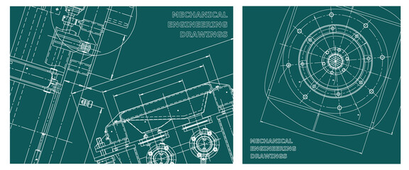 Wall Mural - Engineering illustration set. Cover, flyer, banner, background