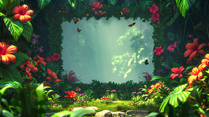 Fantasy Forest with Magical Nature, Green Trees and Imaginative Background, Jungle and Plant, Summer and Fairy Tale Illustration, Dreamy and Artistic Wallpaper