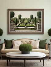 Baroque Garden Topiaries: Scenic Prints Of Baroque Garden Panoramic View